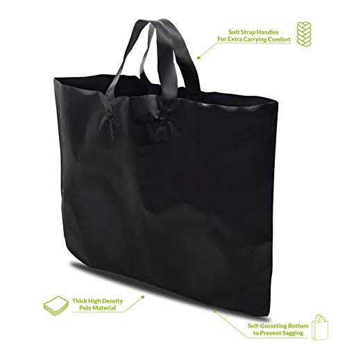 Prime Line Packaging Black Plastic Bags with Handles,19.5x4x15, 50 Pack - color: Black