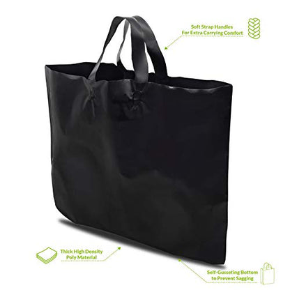Prime Line Packaging Black Plastic Bags with Handles,19.5x4x15, 50 Pack - color: Black