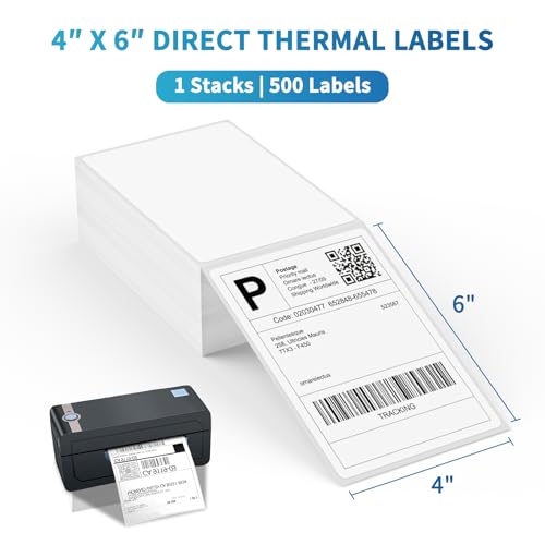 9527 Product Fanfold 4 x 6 Direct Thermal Labels White Perforated Shipping Labels, 500pcs per Stack,1 Stack - color: White, size: 1 Stacks | 500 Labels