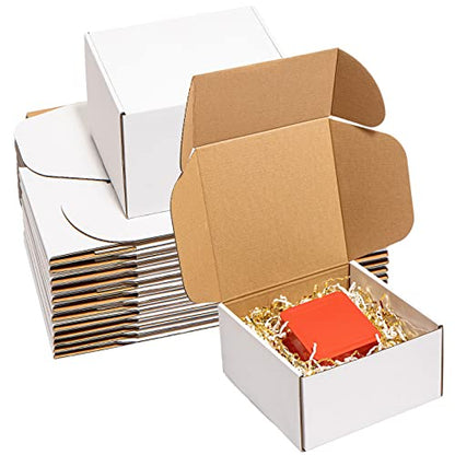 Wowxyz 8x8x4" Shipping Boxes 25 Pack White Corrugated Cardboard Mailing Boxes for Small Business - Literature Mailer Packaging Supplies - size: 8x8x4"