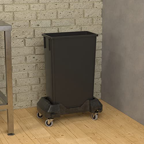 23 Gallon Black Slim Jim Trash Can with Dolly - color: Black, size: With Wheels, style: No Lid