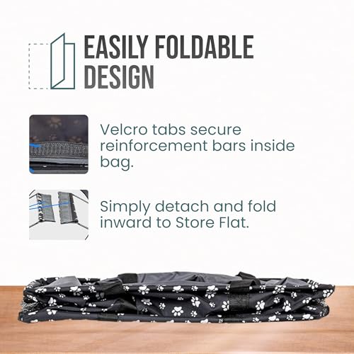 Extra Large Utility Tote Bag - Oversized Collapsible Beach Bag - Dog Paw - color: Dog Paw
