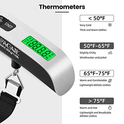 BAGAIL Digital Luggage Scale, 110lbs Hanging Baggage Scale with Backlit LCD Display, Portable Suitcase Weighing Scale, Travel Luggage Weight Scale with Hook, Strong Straps for Travelers - color: Ash Silver