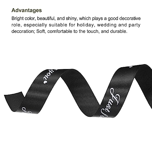 MECCANIXITY 1 Inch 50 Yard Wide Satin Ribbon Just for You Personalized Grosgrain Valentine Ribbon for Gift Wrapping Cake Box Bows, Black - color: Black,White