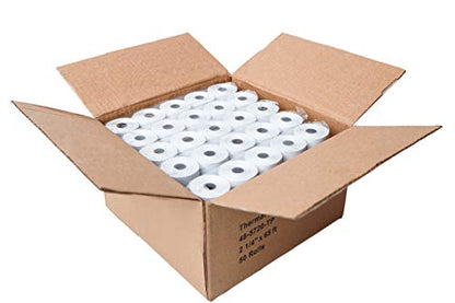 2 1/4” x 65 ft Thermal Receipt Paper Rolls, fits Ingenico Desk 3500 Desk 5000 Move 5000 Verifone t650 Pax a920, 50 Rolls/Case - size: 2 1/4" x 65 feet