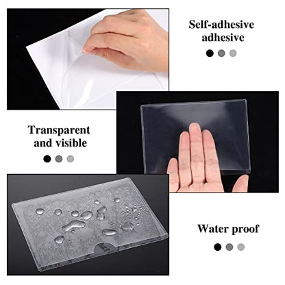 100 Pack Self-Adhesive 3" x 5" Index Card Pockets Clear Lables Holder - size: 100pack 3 x 5 Inches