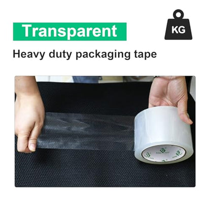 BOMEI PACK 3Inch Wide Clear Silent Packing Tape, 6Rolls 2.4Mil X 60Yds Heavy Duty No Noise Quiet Tape 3” for Moving, Shipping, Mailing, Storage and Packaging - size: 3inch x 60yds