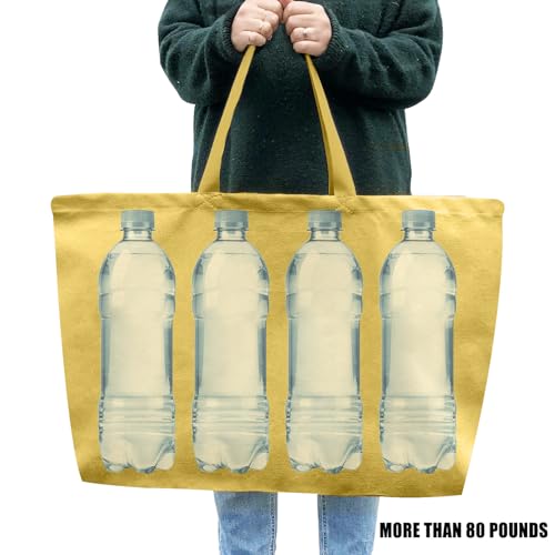 Large Canvas Tote Bag Reusable Extra Big Grocery Bags - color: Light Yellow