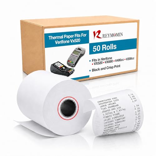 Thermal Paper Rolls for Verifone Vx520, Vx680, T650, P400m – 50 Rolls - size: 50 Rolls