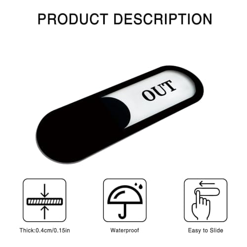 In/Out Slider Sign 3Pack, Acrylic, Black 7.4x2.2in - color: In/Out Sign, size: 3 PCS