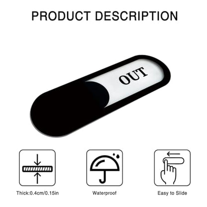 In/Out Slider Sign 3Pack, Acrylic, Black 7.4x2.2in - color: In/Out Sign, size: 3 PCS