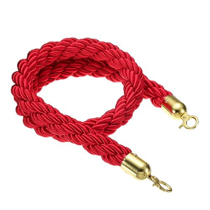 PATIKIL Stanchion Rope, 1.2m/3.9Ft Barrier Rope Twisted Post Ropes for Posts Stands Queue Divider Crowd Control of Hotel, Red Golden - color: Red, Golden, size: 3.9Ft