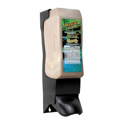 Zenex Magic Hand Soap & Push-Style Dispenser Bundle - 3.55L Industrial Hand Cleaner with Walnut Shell Scrubbers & Wall Mounted Dispenser | Moisturizing | Remove Grease & Grime | Easy Install