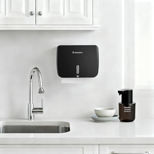 modunful Folded Paper Towel Dispenser Wall Mount - No Drill Matte Black - color: D-13 Black