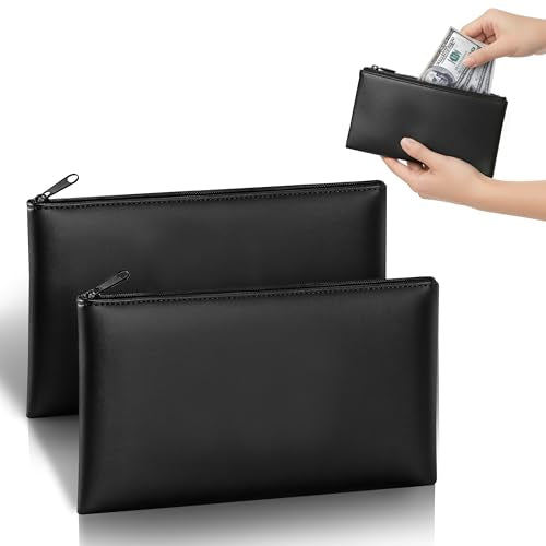 2-Pack Premium Money Bags with Ultra-Durable Zipper 11x6.1 Inch Money Pouch