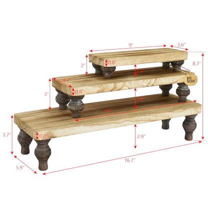 Ikee Design 3 Pcs Wooden Display Riser Stand, jewelry eyewear display stand - color: Oak, 3 pcs