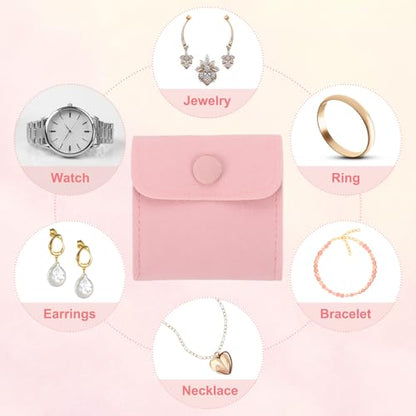 PATIKIL 2Pcs Jewelry Pouch 3x3 Inch Velvet Pouches Snap Button, Pink - color: Pink, size: 3x3 Inch