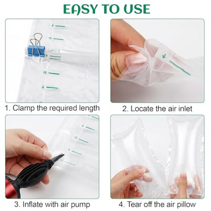 Air Pillows for Shipping with Hand Pump - 1200 Count 3.54 x 7.87 in 150 Gallons Air Cushion– Inflatable Air Bags - Box Filler Packing Materials - Alternative to Packing Peanuts & Bubble Wrap - color: Deflated (Pump included), size: 1200 Count