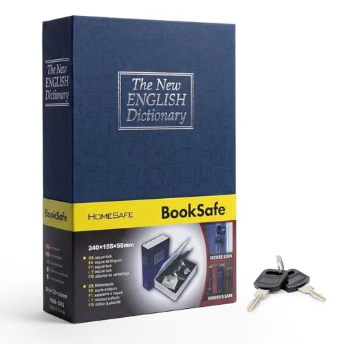 SEPOX® Large Dictionary Safe Book Box Real Paper Cover with Key Lock Hidden - color: Blue