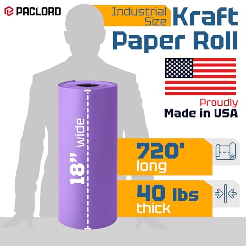 USA Made 18" x 8640" (720 ft) Lilac Kraft Paper Roll, Large Size - color: Lilac, size: 1 Roll