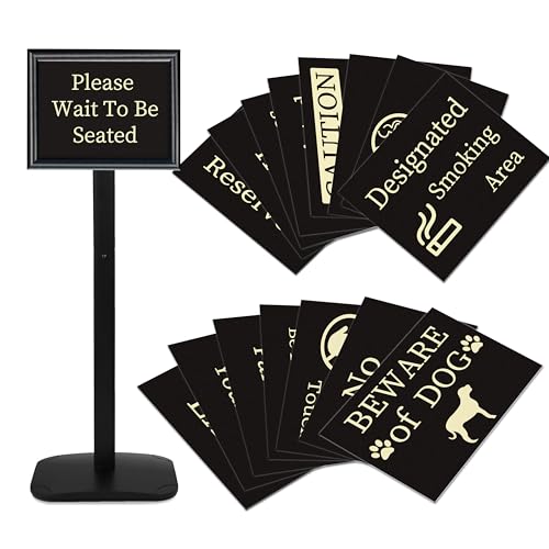 Please Wait To Be Seated Sign, 8.5 x 11 Inch Heavy Duty Sign Holder Stand - size: 8.5x11in