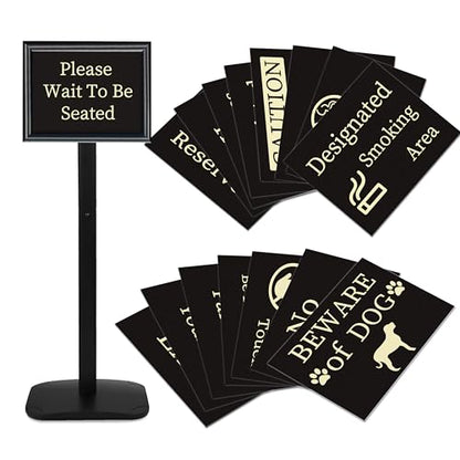 Please Wait To Be Seated Sign, 8.5 x 11 Inch Heavy Duty Sign Holder Stand - size: 8.5x11in