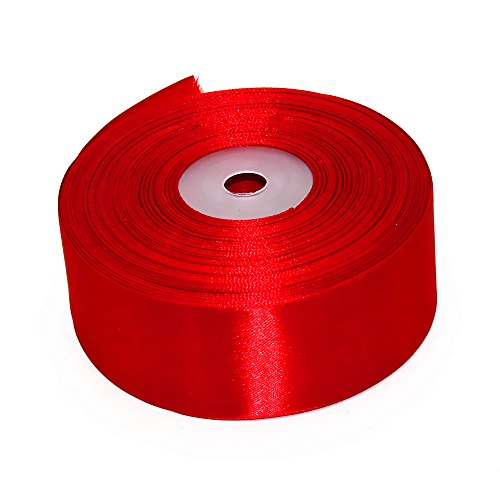 Red Satin Ribbon 1.5 Inch for Gift Wrapping, 50 Yards in Length - color: Red, size: 1.5"