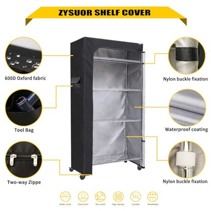 Waterproof Shelf Cover, Fits 36" Wx18 Dx54 H Wire Shelving - color: Black, size: 36"Wx18"Dx54"H