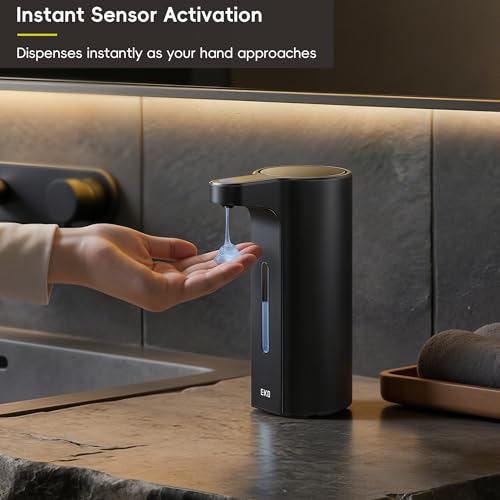 EKO Aroma Pro 13.5 fl oz Touchless Automatic Liquid Soap Dispenser, Rechargeable Hand & Dish Soap Dispenser for Bathroom and Kitchen, Waterproof, Adjustable Volume Control (Matte Black) - color: Matte Black, size: 13.5 oz