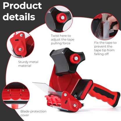 QILIMA Packing Tape Dispenser Gun 2" Light Seal Packing for Use Tape Dispenser Gun for Shipping, Moving, Carton and Box Sealing-Red (Pack of 2) - size: 2 inch (Pack of 2)