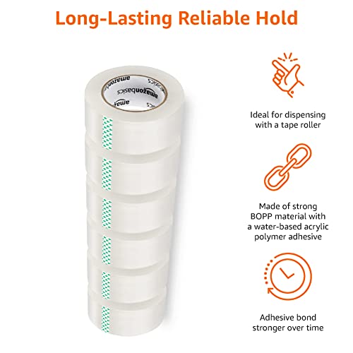 Amazon Basics Strong Adhesive Packing Tape for Moving Boxes, Shipping and Sealing, Clear, 1.88" x 109 Yards, 36-Pack, Total 654 Yards - size: 36 Pack