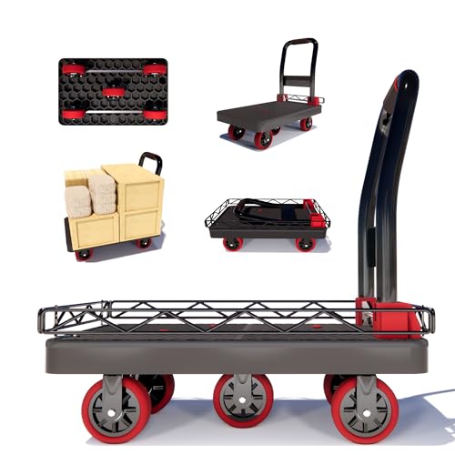 2IN1 42×26In Heavy Duty Platform Trucks Flatbed Carts - size: 42" L X 26" W
