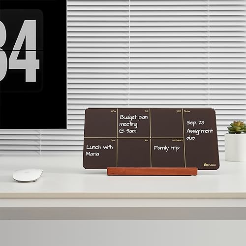 Yeoux Desktop Glass Weekly Planner Dry Erase Board 12“x6 - color: Burgundy Red