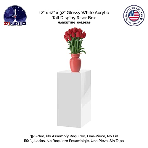 2 Pack White Pedestal Platform Tall Box 12" x 12" x 32" No Lid Art Exhibit Sample Flower Arrangement Display Plant Cube Retail Riser Collectible Cover 5 Sided by Marketing Holders - size: 12"w x 12"d x 32"h White