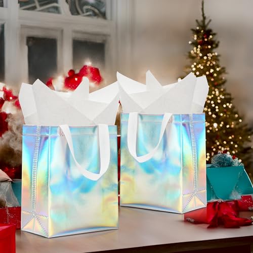 KeerxunBag Gift Bags Set (12-piece) includes inner liner paper - color: holographic