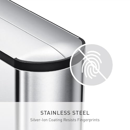 simplehuman 45 Liter / 11.9 Gallon Butterfly Lid Kitchen Step Trash Can, Brushed Stainless Steel - size: 45 liter Brushed