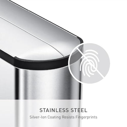 simplehuman 45 Liter / 11.9 Gallon Butterfly Lid Kitchen Step Trash Can, Brushed Stainless Steel - size: 45 liter Brushed