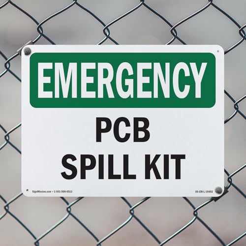 PCB Spill Kit OSHA Emergency Aluminum Sign 24 Inch x 18 Inch - 5 Pack - color: Aluminum, size: 5 Pack of 24" x 18"