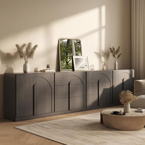 BELLEZE Bijou 4-Piece Modular Sideboard Buffet Cabinet - Ebony - color: Bijou Ebony Bbcc