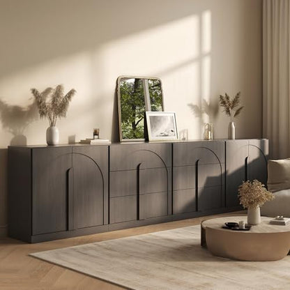BELLEZE Bijou 4-Piece Modular Sideboard Buffet Cabinet - Ebony - color: Bijou Ebony Bbcc