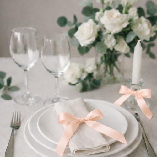 Pale Peach Satin Ribbon Roll 1-1/2 Inch x 36 Yards for Weddings & Hair Bows - color: Pale Peach