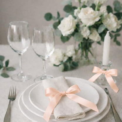 Pale Peach Satin Ribbon Roll 1-1/2 Inch x 36 Yards for Weddings & Hair Bows - color: Pale Peach