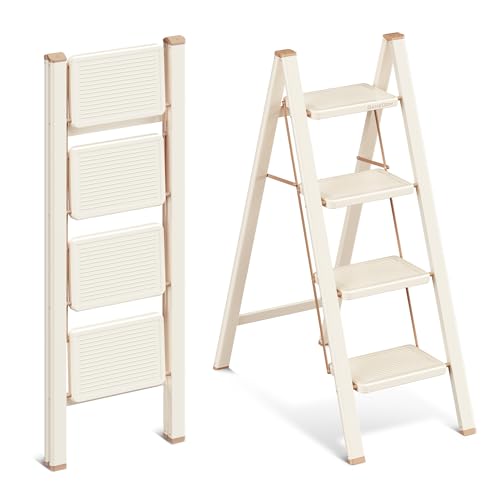 4 Step Ladder, Folding Step Stool with Anti Slip Widened Pedal - size: 4 Step