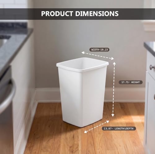 44-Quart, 11 Gallon Plastic Trash Can, 2 White Durable Garbage Bin - color: White, size: Double-Bins