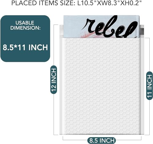 Metronic Bubble Mailers 8.5x12 250 Pack White Bubble Mailers Waterproof - color: White, size: 8.5x12" 250 pc