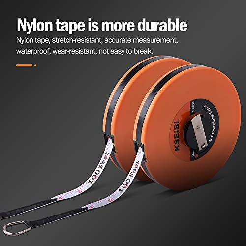 KSEIBI 302925 Long Fiberglass Tape Measure Double Face Printing Inch/Metric for Construction Work (100ft / 30m) - size: 30.5 m