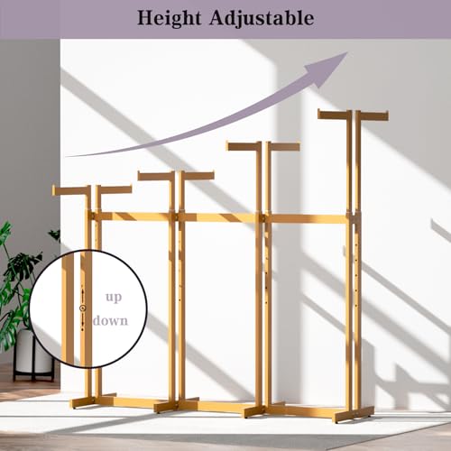 Retail Clothing Rack - for Hanging Clothes - Rolling Metal Garment Racks Heavy Duty, Gold Commercial Clothing Display Rack with Wheels, Tall Sturdy Stand Clothing Racking (8 Arm,Gold) - color: Gold, size: 8Arm