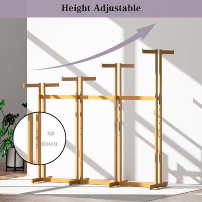 Retail Clothing Rack - for Hanging Clothes - Rolling Metal Garment Racks Heavy Duty, Gold Commercial Clothing Display Rack with Wheels, Tall Sturdy Stand Clothing Racking (8 Arm,Gold) - color: Gold, size: 8Arm
