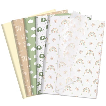 woric 120 Sheets Tissue Paper Bulk for Gift Bags 20 x 14 Inch - color: Sage Green Baby Shower