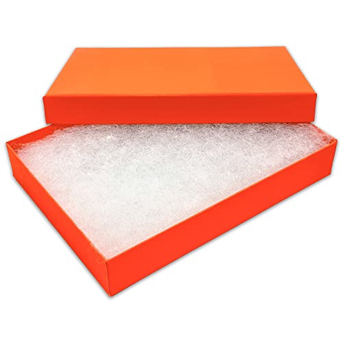 TheDisplayGuys 25 Cardboard Gift Jewelry Boxes w/Paddings #53-5.4x3.9x1 - color: Neon Orange